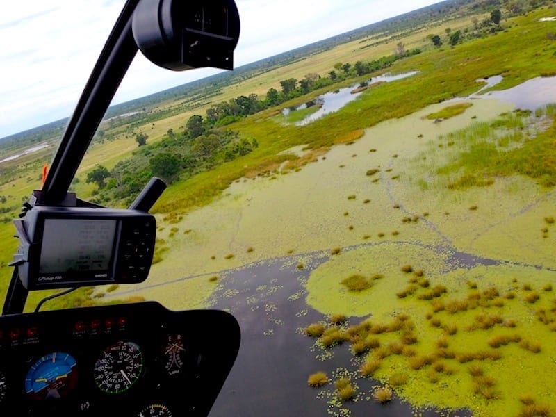 Helicopter flight over the Okavango Delta