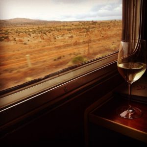 Enjoying a wine on epic train ride